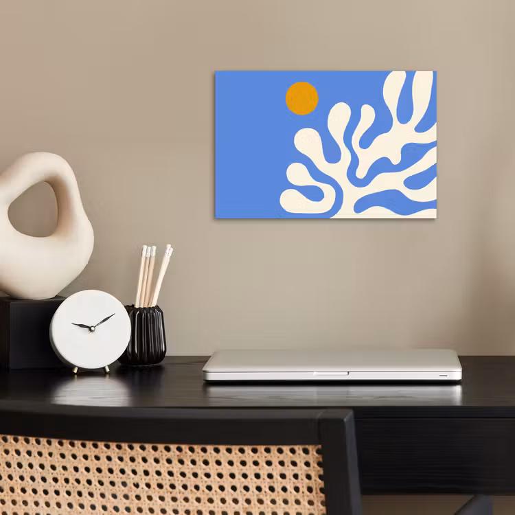 Minimalistisch - Organisch patroon - Blauw poster papier klein -sfeer1