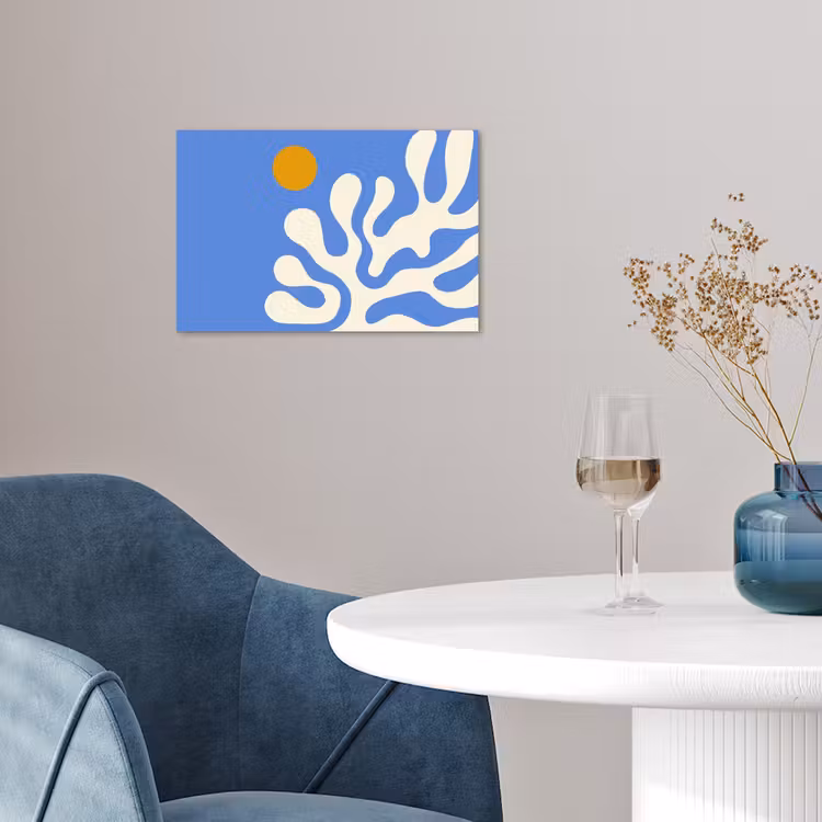 Minimalistisch - Organisch patroon - Blauw poster papier klein -sfeer3