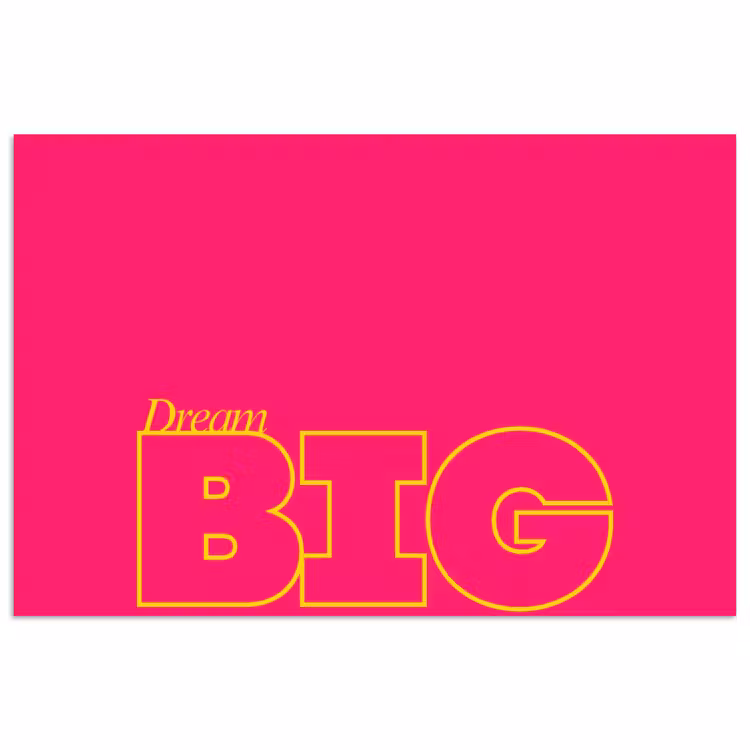 Minimalistisch - Roze - Dream big - Grafisch poster papier klein -3d