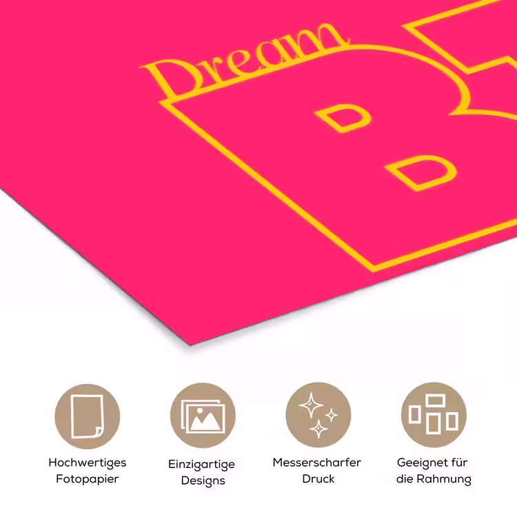 Minimalistisch - Roze - Dream big - Grafisch poster papier klein -tcloseup_DE