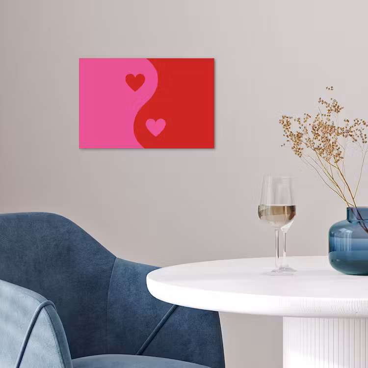 Minimalistisch - Rood - Roze - Hartjes poster papier klein -sfeer3