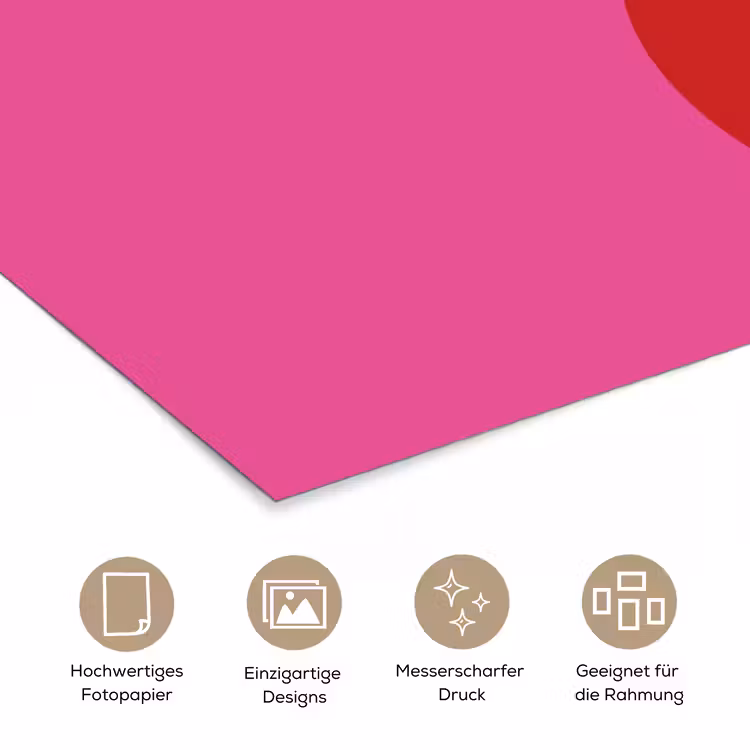 Minimalistisch - Rood - Roze - Hartjes poster papier klein -tcloseup_DE