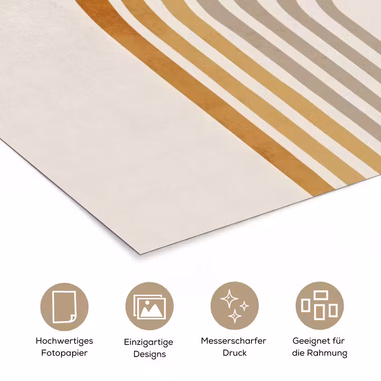 Minimalistisch - Boog - Lijnen - Beige poster papier klein -tcloseup_DE