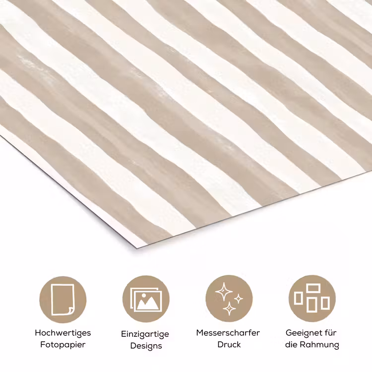 Minimalistisch - Strepen - Beige poster papier klein 62 -tcloseup_DE