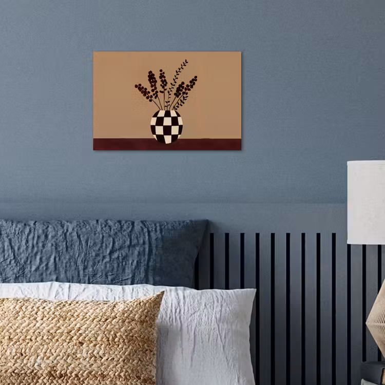 Minimalistisch - Vaas - Bloemen - Bruin poster papier klein -sfeer2