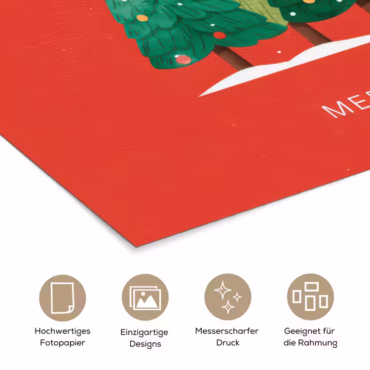Minimalistisch - Kerstbomen - Rood - Sneeuw poster papier klein -tcloseup_DE