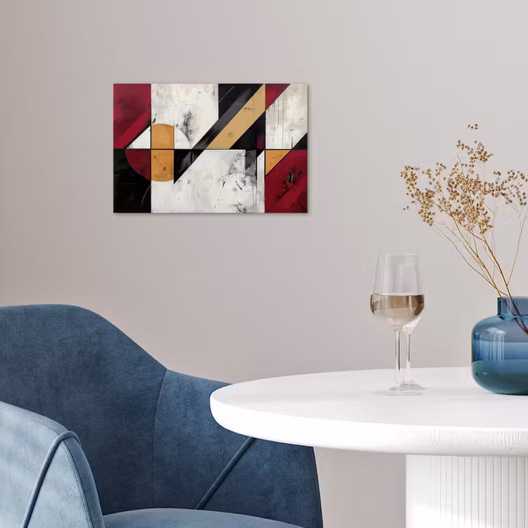 Modern - Abstract - Geometrisch - Rood - Industrieel poster papier klein -sfeer3