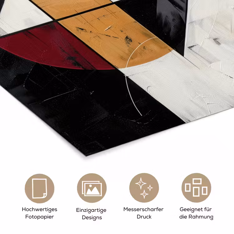 Modern - Abstract - Geometrisch - Rood - Industrieel poster papier klein -tcloseup_DE