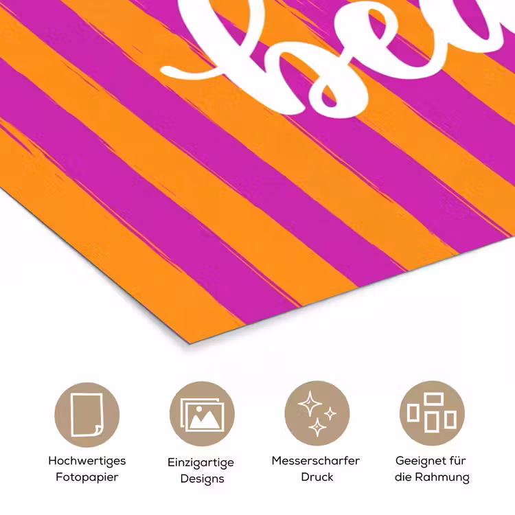 Modern - Hello - Oranje poster papier klein -tcloseup_DE