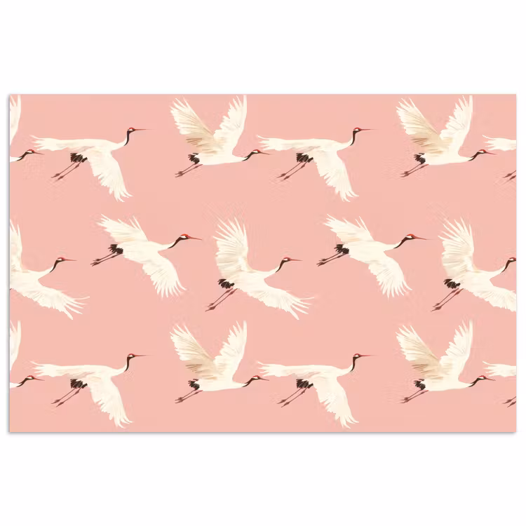 Modern - Kraanvogels - Roze poster papier klein 62 -3d
