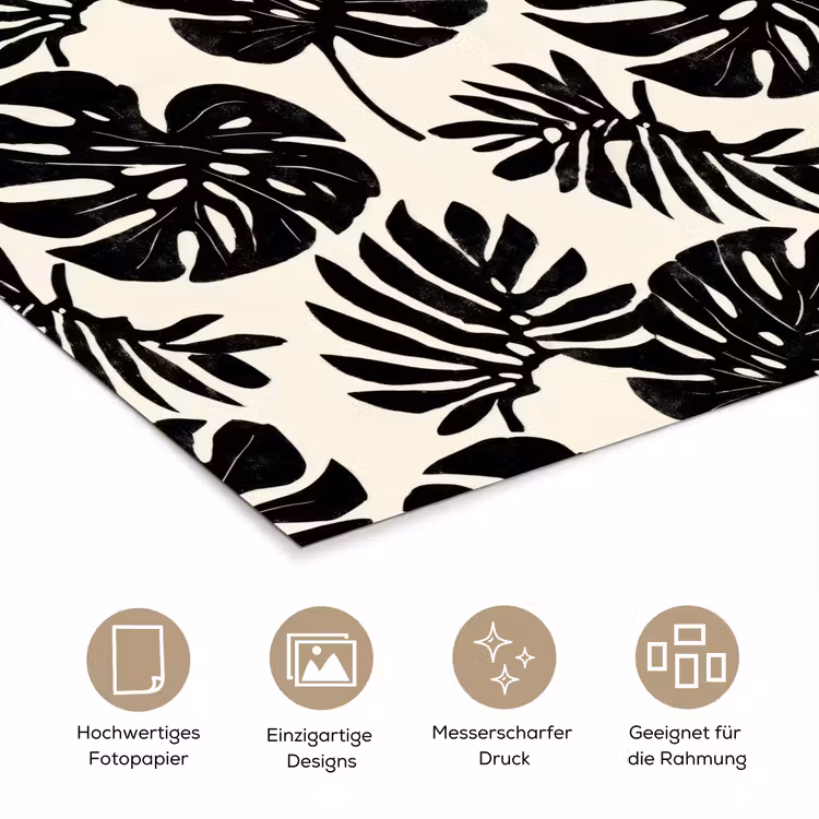 Modern - Monstera - Zwart poster papier klein 62 -tcloseup_DE