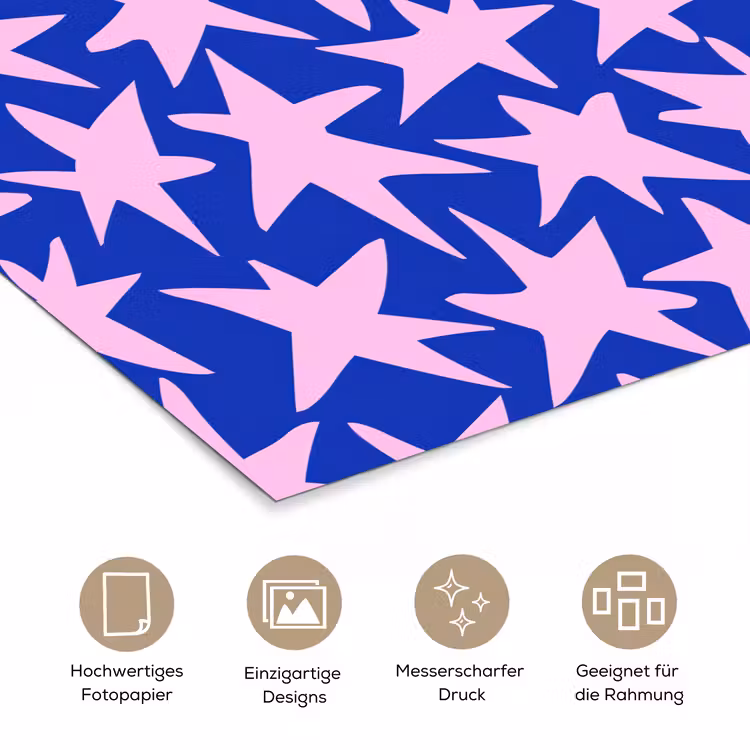 Modern - Sterren - Blauw poster papier klein 62 -tcloseup_DE