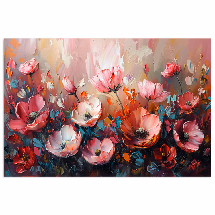 Klaprozen - Roze - Bloemen - Botanisch - Kunst poster papier klein -3d