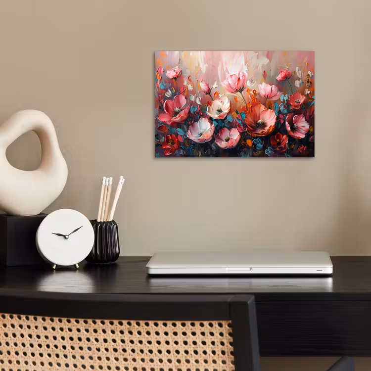 Klaprozen - Roze - Bloemen - Botanisch - Kunst poster papier klein -sfeer1