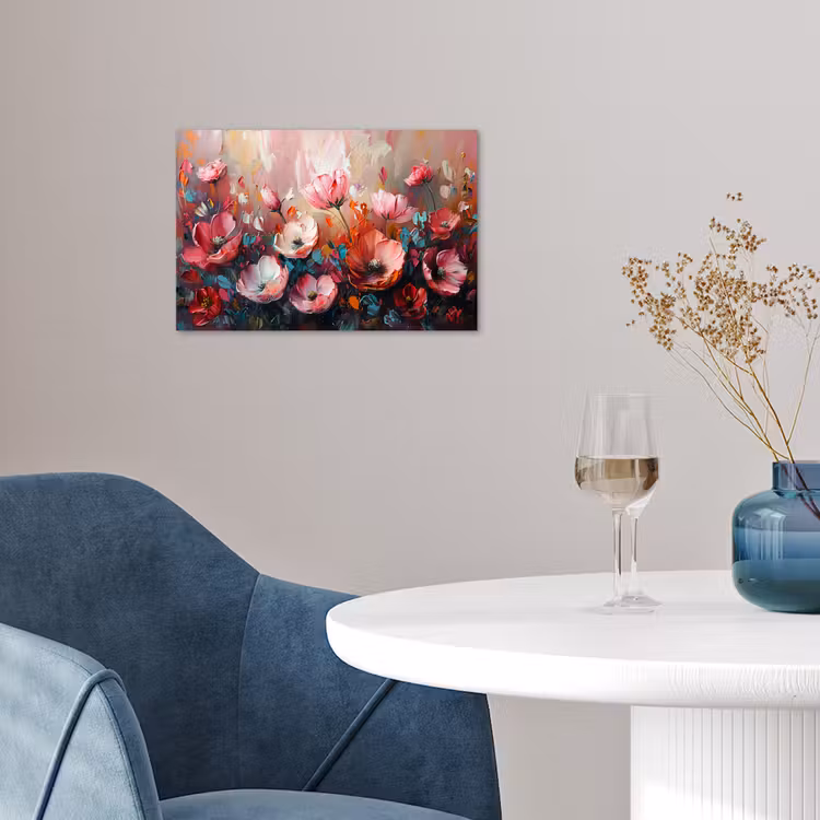 Klaprozen - Roze - Bloemen - Botanisch - Kunst poster papier klein -sfeer3
