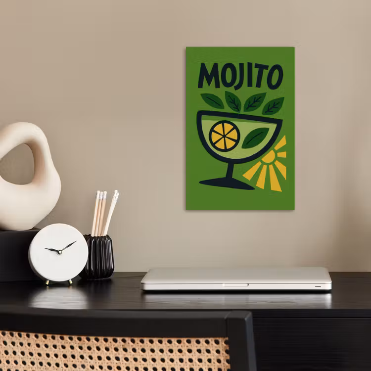 Mojito - Cocktail - Citroen - Groen poster papier klein -sfeer1