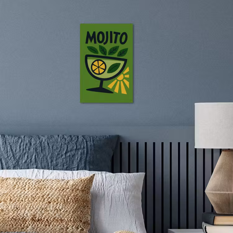Mojito - Cocktail - Citroen - Groen poster papier klein -sfeer2