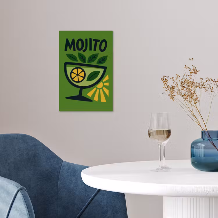 Mojito - Cocktail - Citroen - Groen poster papier klein -sfeer3