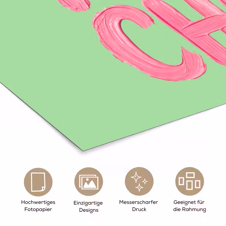 Mon cheri - Groen - Roze poster papier klein -tcloseup_DE