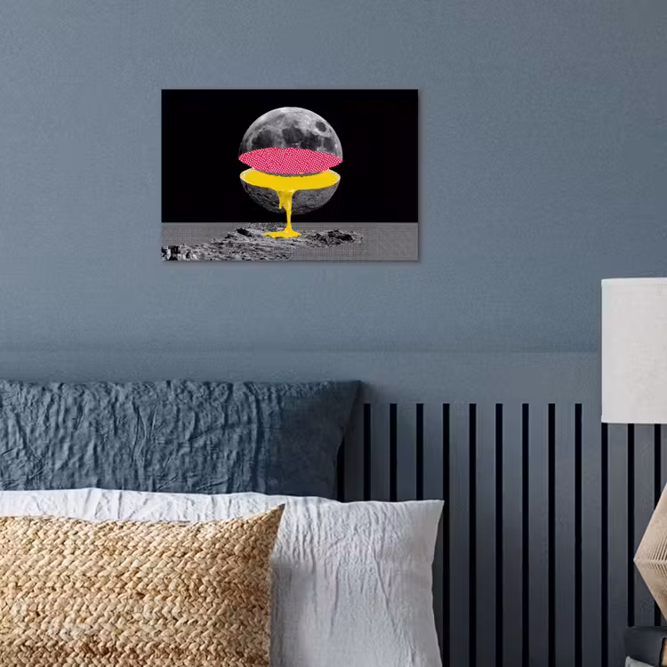 Maan - Geel - Roze - Zwart poster papier klein -sfeer2