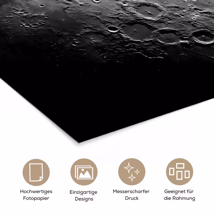 Poster - Mond – Krater – Weltraum - Maan - Kraters - Ruimte poster papier klein