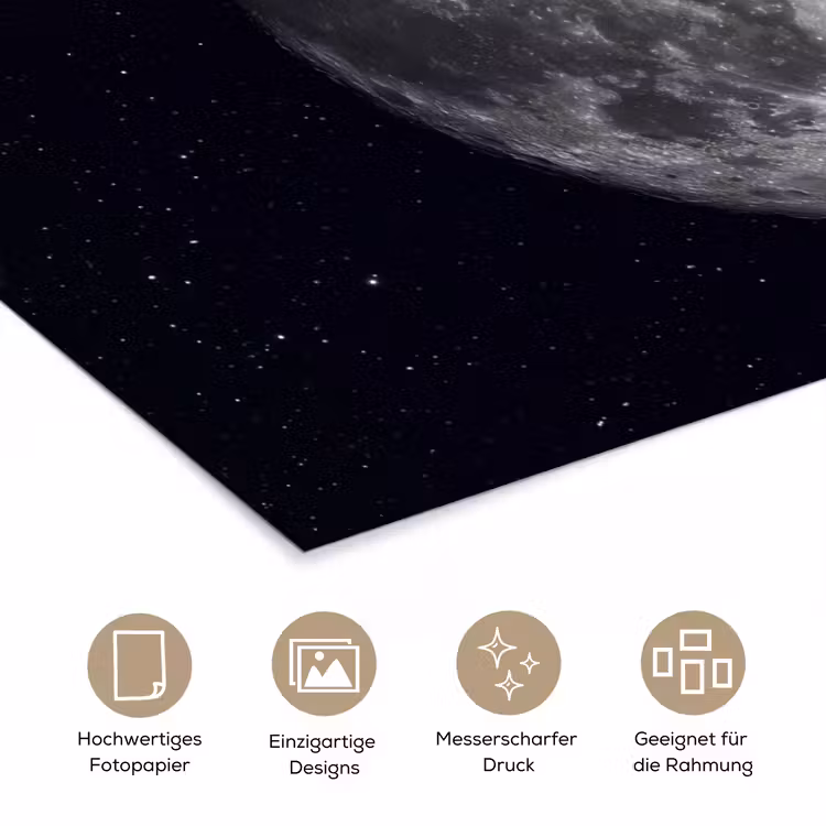 Poster - Mond – Sterne – Weltraum - Maan - Sterren - Ruimte poster papier klein