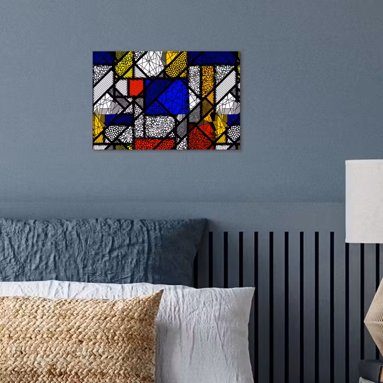 Mondriaan - Glas in lood - Oude Meesters - Kunstwerk - Abstract - Schilderij poster papier klein -sfeer2