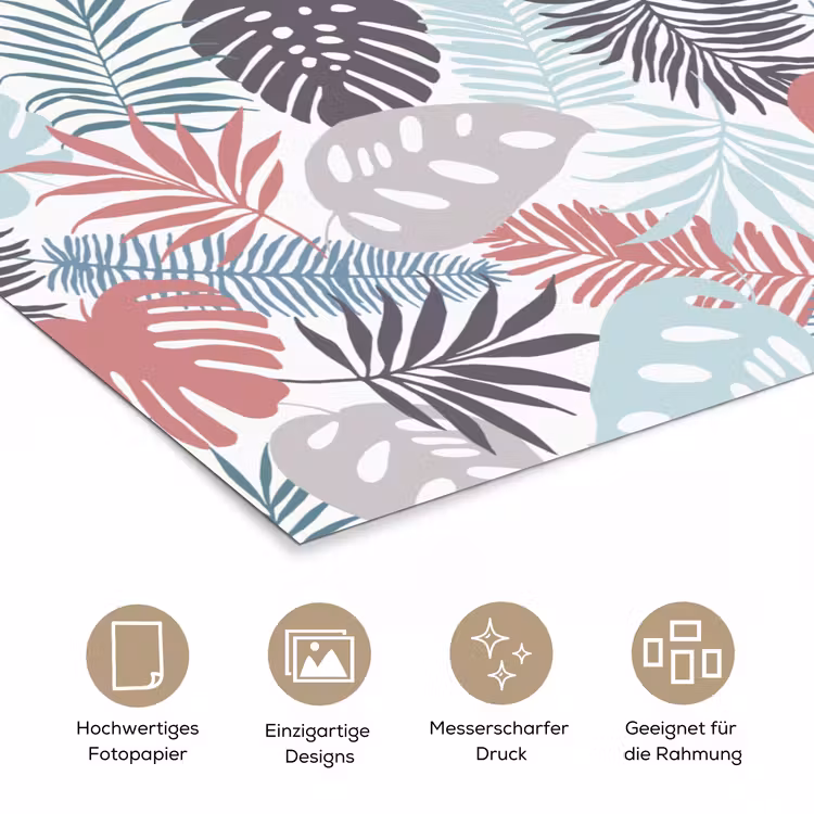 Monstera - Pastel - Bladeren - Tropical poster papier klein -tcloseup_DE
