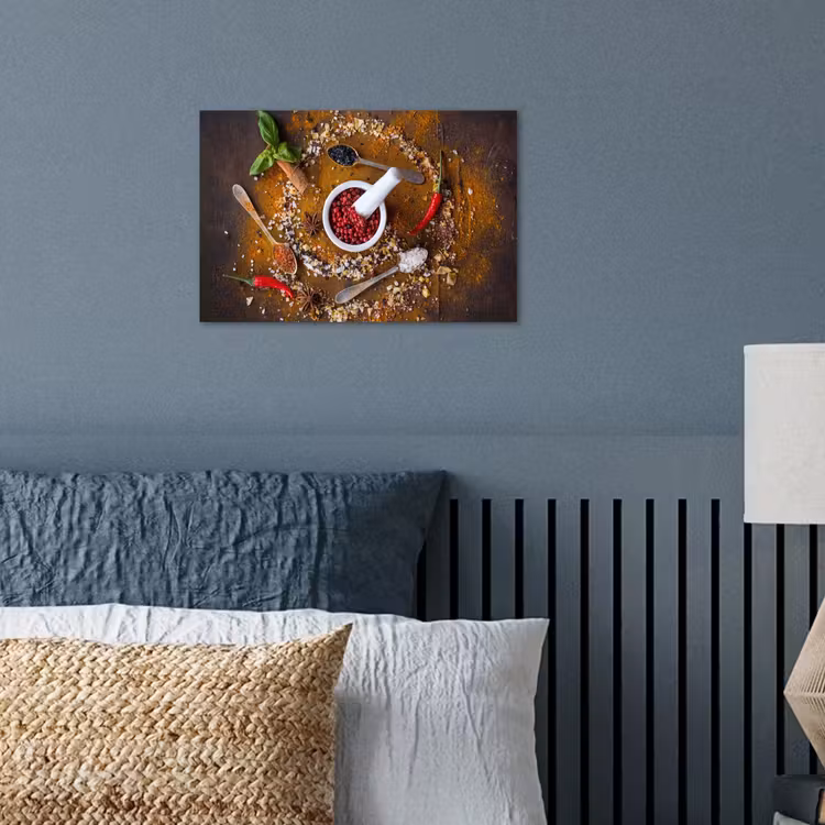 Vijzel - Kruiden - Lepels - Specerijen - Bruin - Peper poster papier klein -sfeer2