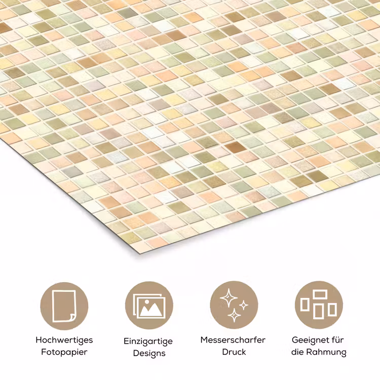 Mozaïek - Patroon - Beige poster papier klein 62 -tcloseup_DE