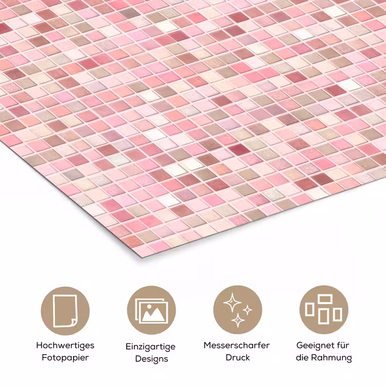 Mozaïek - Patroon - Roze poster papier klein 62 -tcloseup_DE
