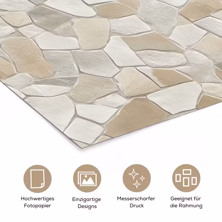 Mozaïek - Stenen - Beige poster papier klein 62 -tcloseup_DE