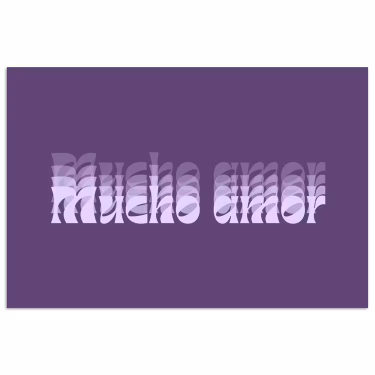 Mucho amor - Paars - Grafisch poster papier klein -3d