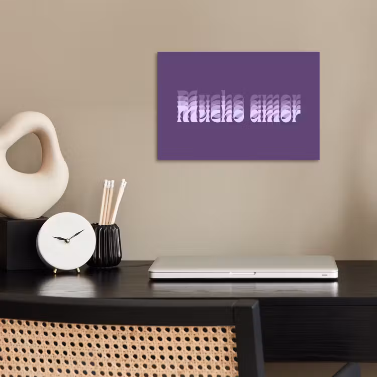 Mucho amor - Paars - Grafisch poster papier klein -sfeer1