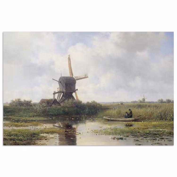 Molen - Willem Roelofs - Oude meesters - Kunst poster papier klein -3d