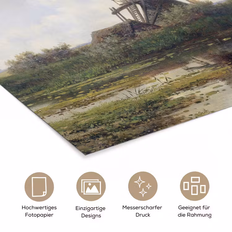 Molen - Willem Roelofs - Oude meesters - Kunst poster papier klein -tcloseup_DE