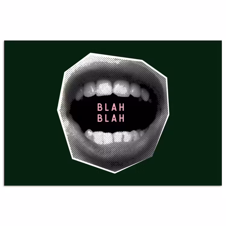 Mond - Groen - Illustratie - BLAH BLAH poster papier klein -3d