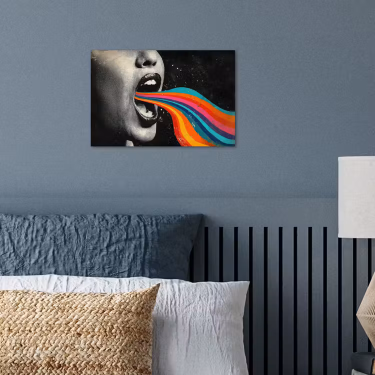 Mond - Golven - Regenboog poster papier klein -sfeer2