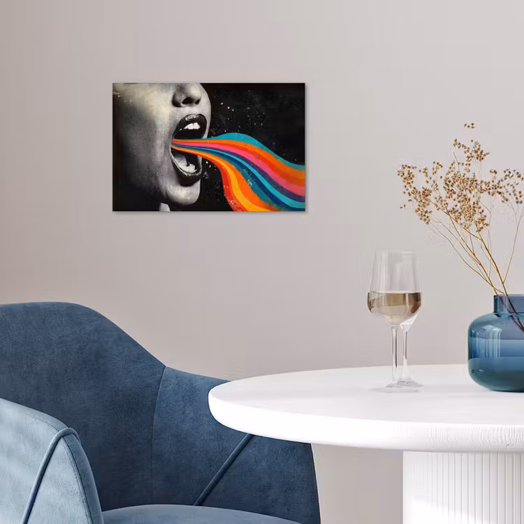 Mond - Golven - Regenboog poster papier klein -sfeer3