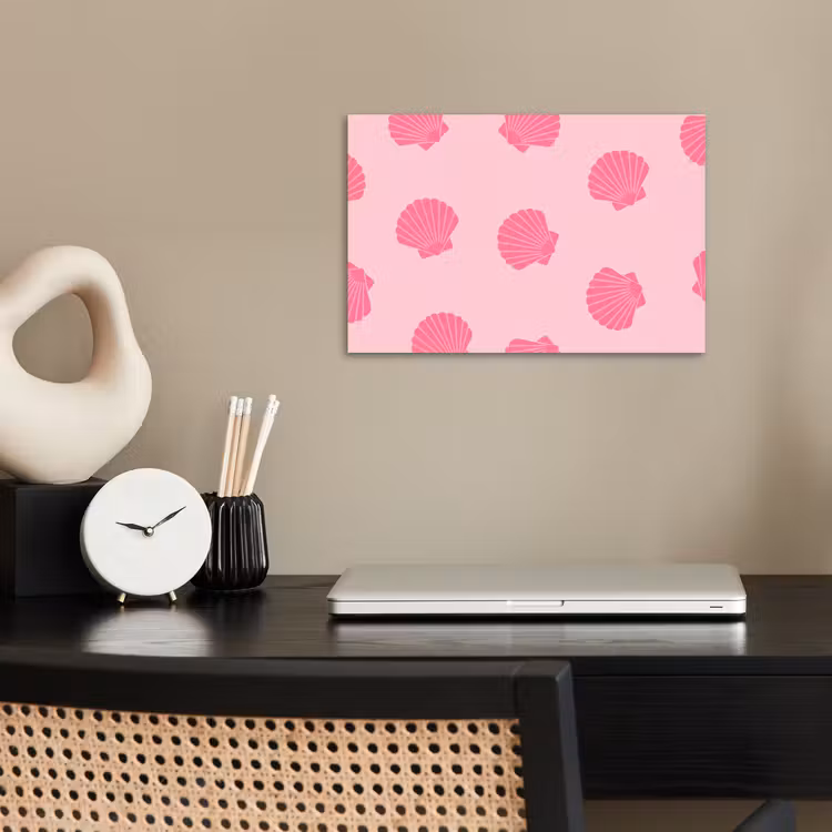 Schelp - Patroon - Zee - Modern - Roze poster papier klein -sfeer1