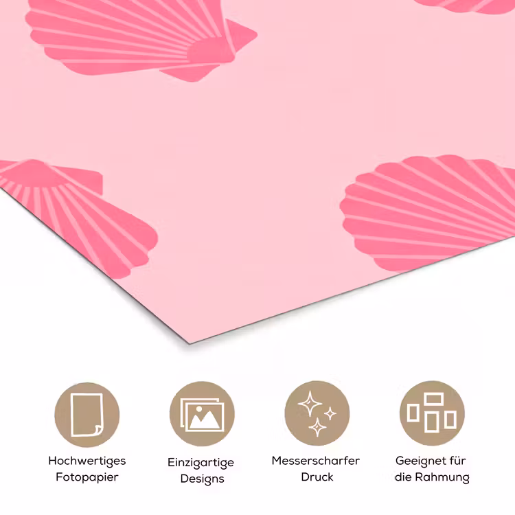 Schelp - Patroon - Zee - Modern - Roze poster papier klein -tcloseup_DE