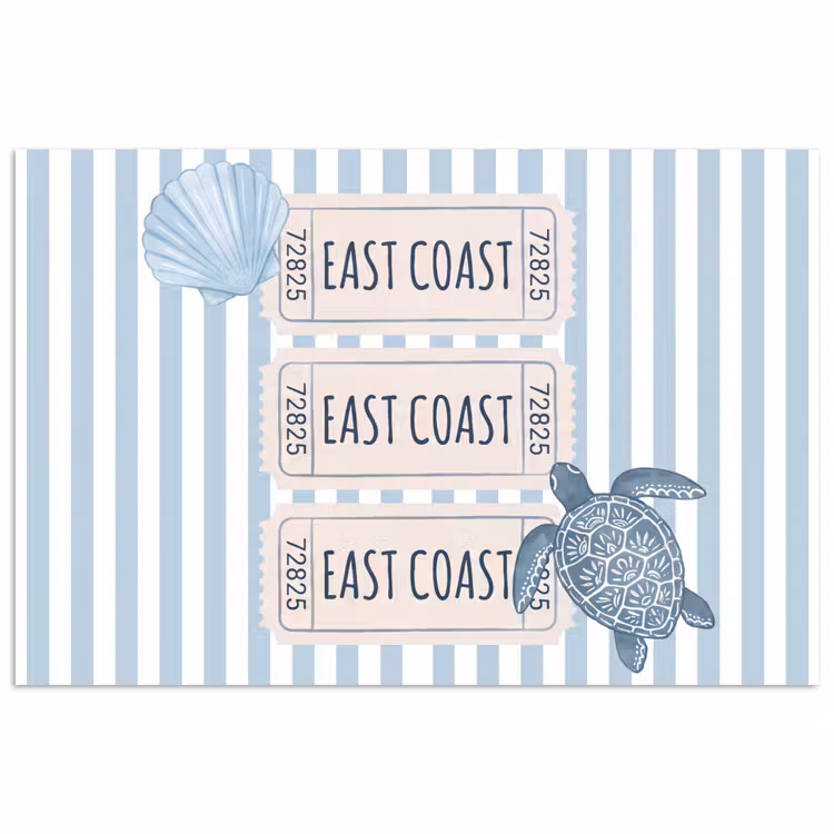 Schelp - Oceaan - Kust - Blauw - Illustratie poster papier klein -3d
