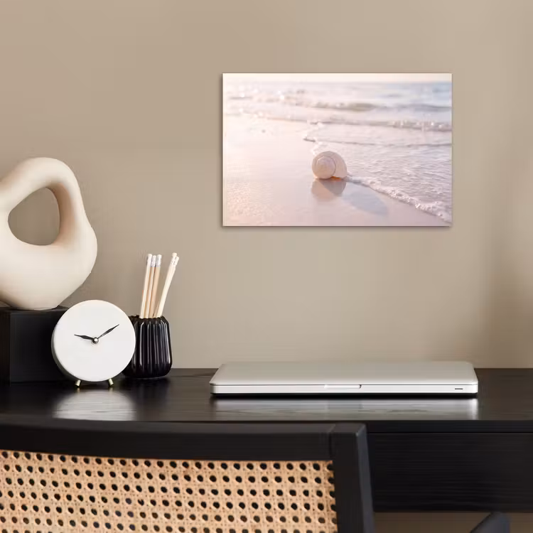 Zeeschelp - Strand - Zee - Natuur - Beige poster papier klein -sfeer1