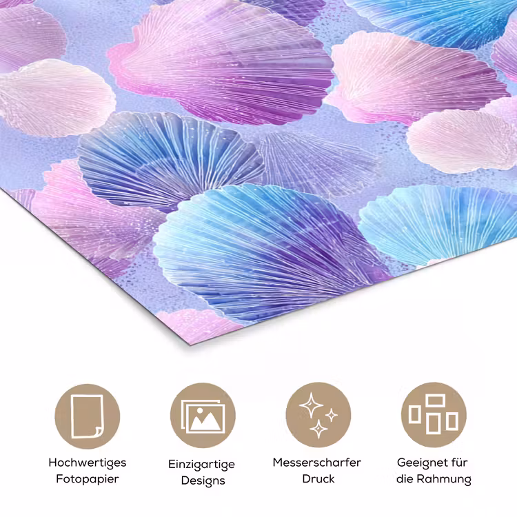 Schelpen - Paars - Blauw - Patroon poster papier klein -tcloseup_DE