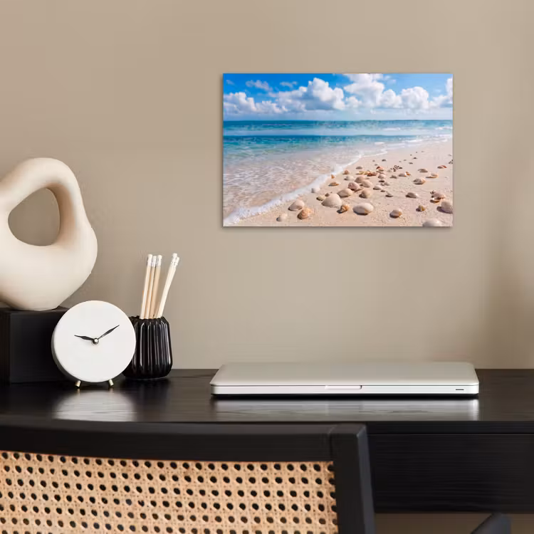 Schelpen - Strand - Natuur - Beige poster papier klein -sfeer1