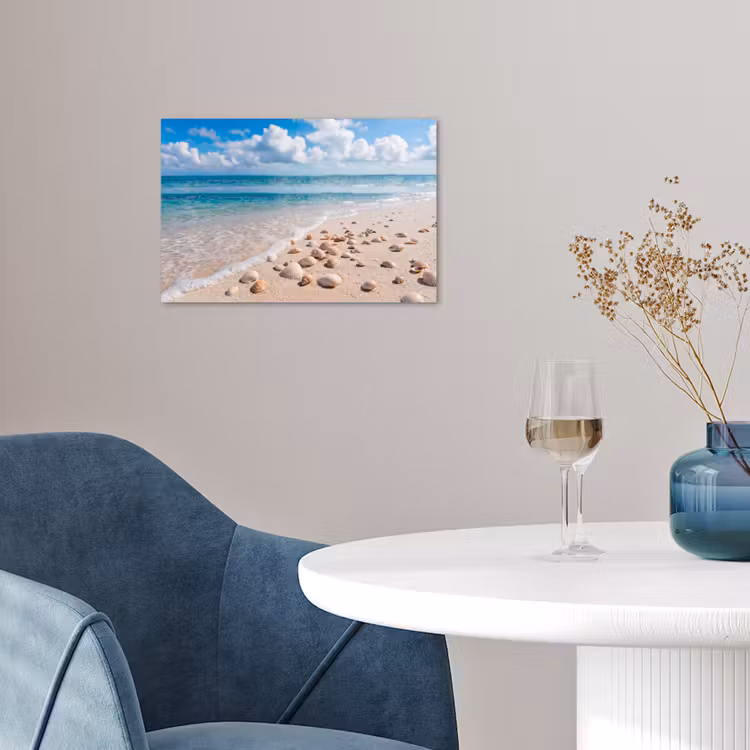 Schelpen - Strand - Natuur - Beige poster papier klein -sfeer3