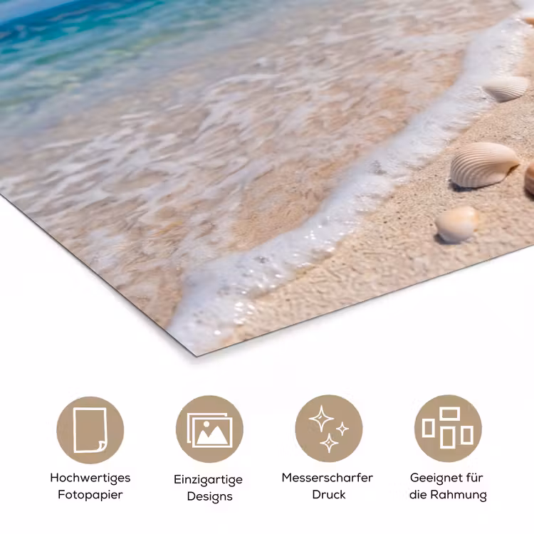 Schelpen - Strand - Natuur - Beige poster papier klein -tcloseup_DE