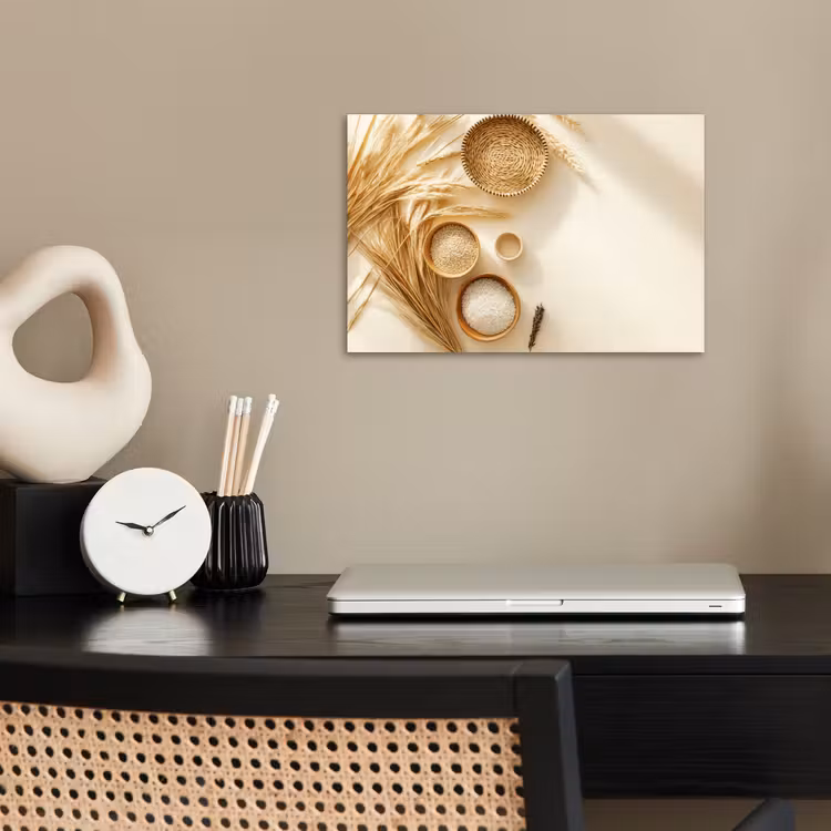 Granen - Hout - Kom - Beige poster papier klein -sfeer1