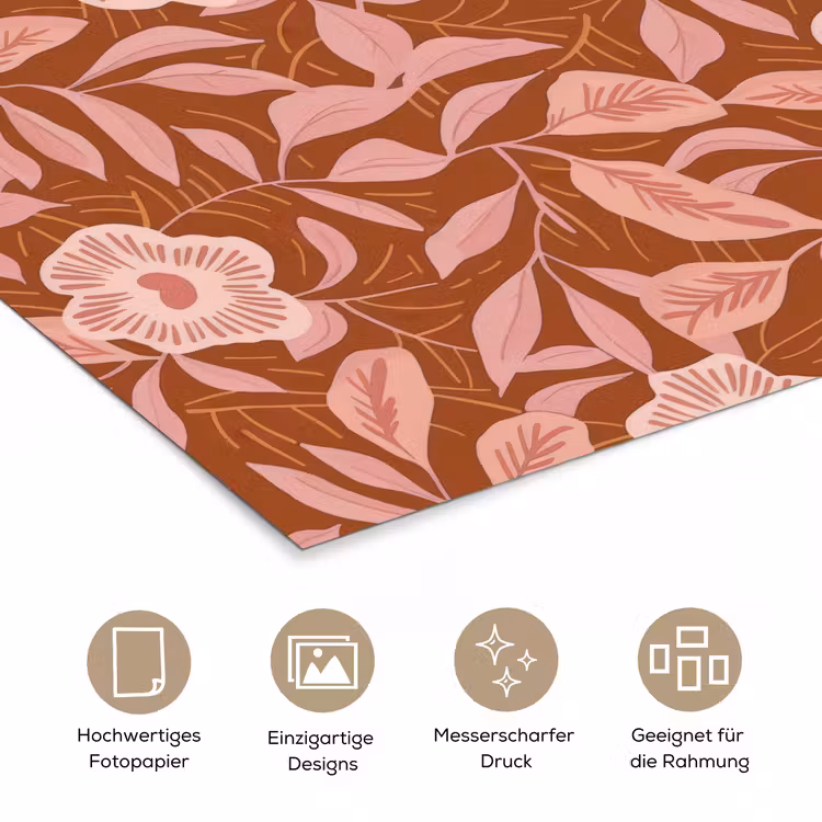 Patroon - Bladeren - Terracotta poster papier klein 62 -tcloseup_DE