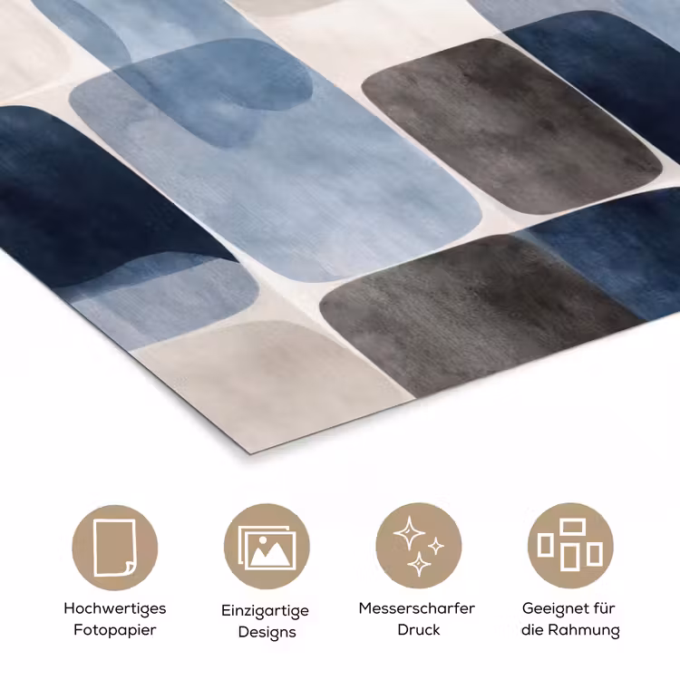Patroon - Blauw - Vierkanten poster papier klein -tcloseup_DE